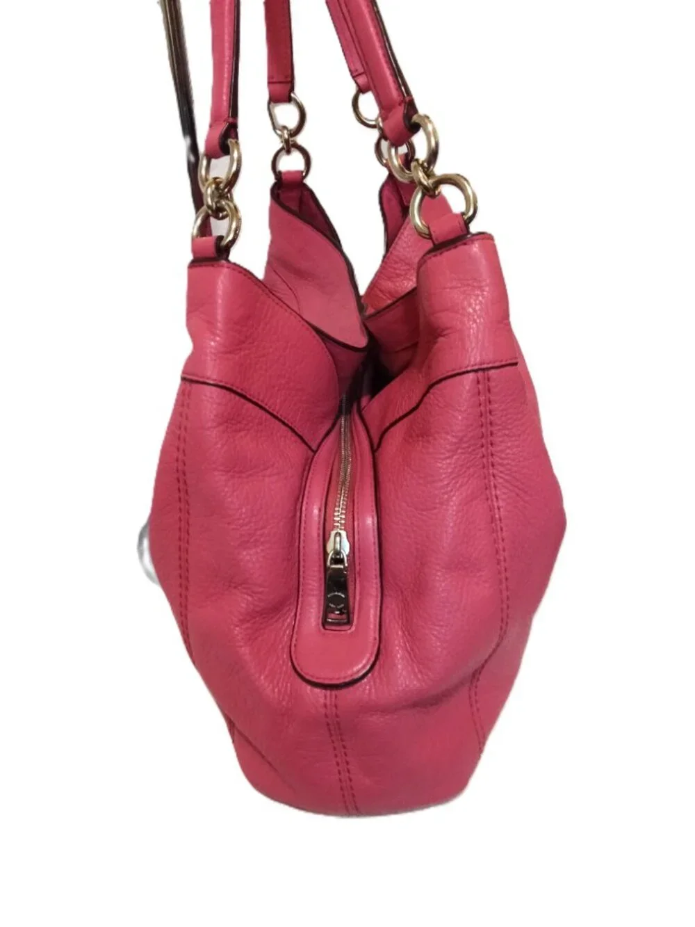 COACH LEXY Pebbled Leather Coral Rose Excellent Preowned Condition
